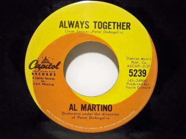 Al Martino : Always Together / Thank You For Loving Me (7", Single)