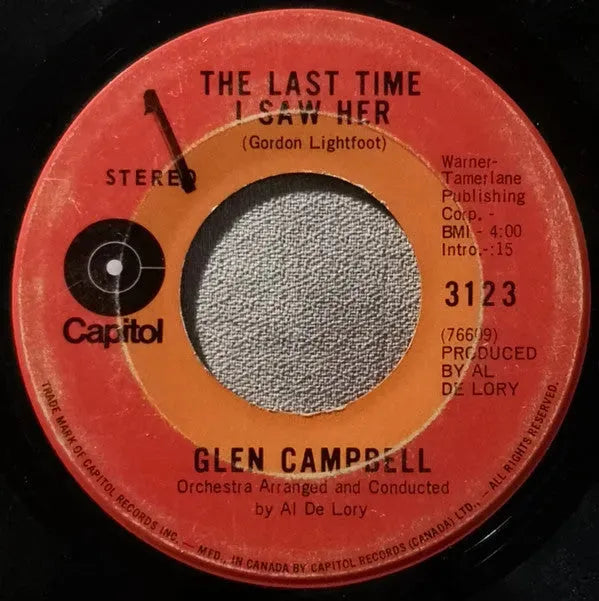 Glen Campbell : The Last Time I Saw Her (7", Single)