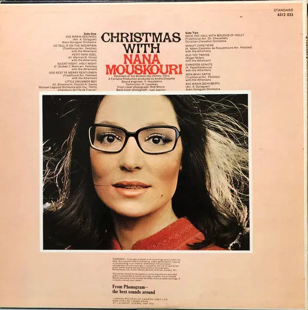 Nana Mouskouri : Christmas With Nana Mouskouri (LP, Album)