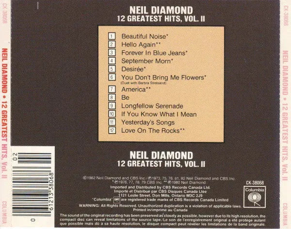 Neil Diamond : 12 Greatest Hits, Volume II (CD, Comp, RE)