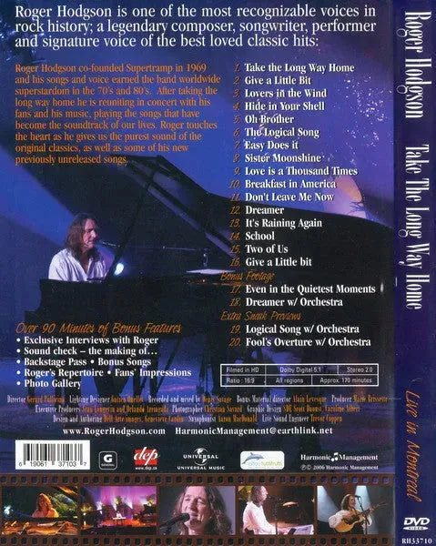 Roger Hodgson : Take The Long Way Home (Live In Montreal) (DVD-V)