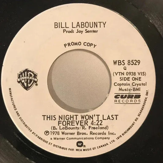 Bill Labounty : This Night Won't Last Forever  (7", Single, Promo)