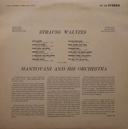 Johann Strauss Jr. / Mantovani And His Orchestra : Strauss Waltzes (LP, Album)