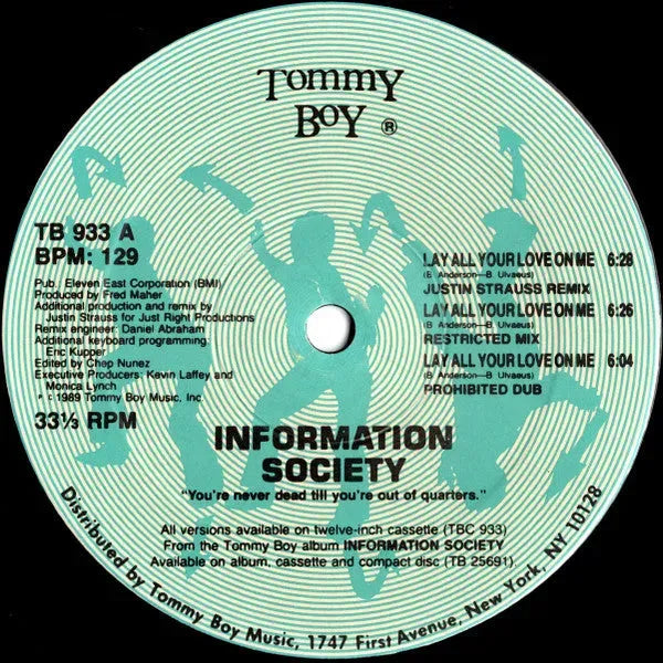 Information Society : Lay All Your Love On Me (12", Single)