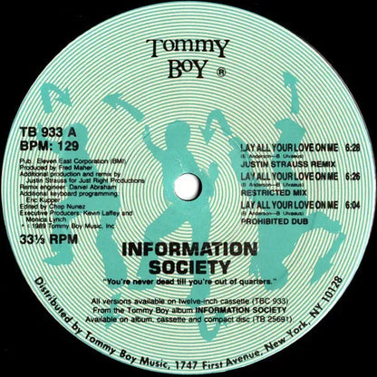 Information Society : Lay All Your Love On Me (12", Single)