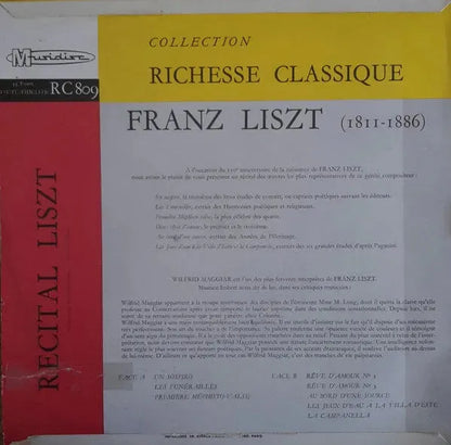 Franz Liszt, Wilfrid Maggiar : Récital Liszt (LP, Mono)