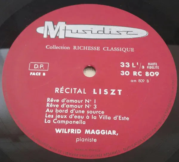 Franz Liszt, Wilfrid Maggiar : Récital Liszt (LP, Mono)