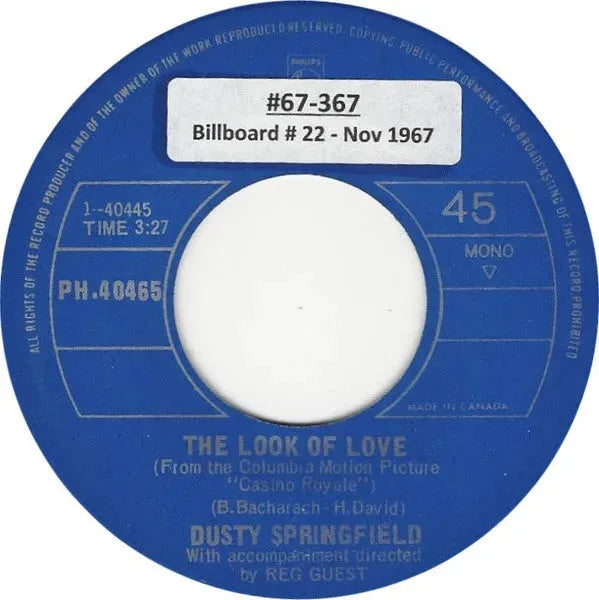 Dusty Springfield : The Look Of Love / Give Me Time (L'Amore Se Ne Va) (7", Single)