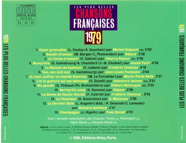 Various : Les Plus Belles Chansons Françaises - 1979 (CD, Comp)