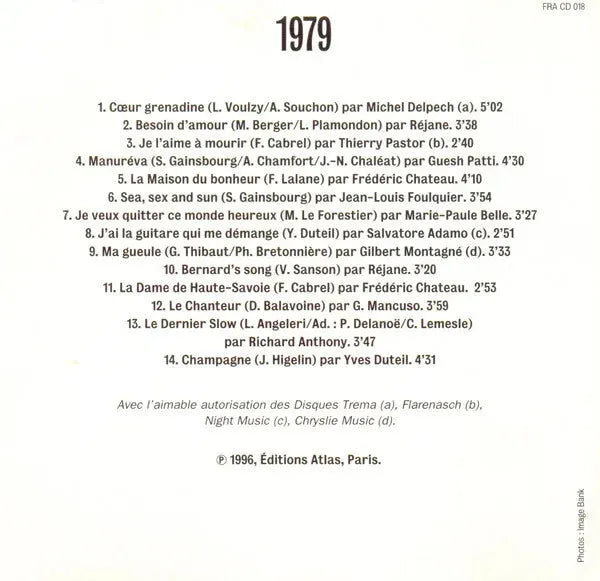 Various : Les Plus Belles Chansons Françaises - 1979 (CD, Comp)