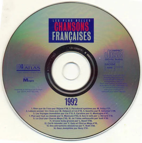 Various : Les Plus Belles Chansons Françaises - 1992 (CD, Comp)