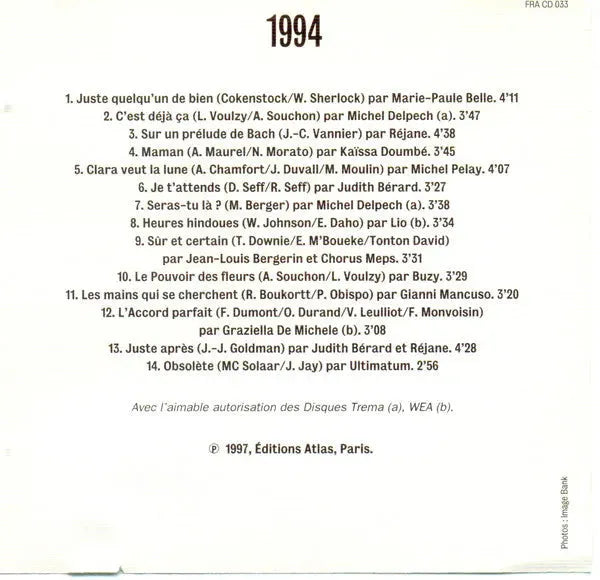 Various : Les Plus Belles Chansons Françaises - 1994 (CD, Comp)