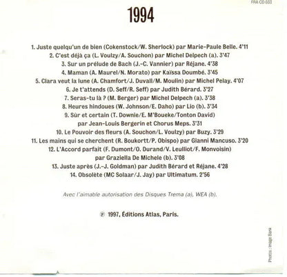 Various : Les Plus Belles Chansons Françaises - 1994 (CD, Comp)