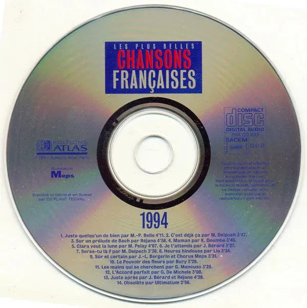 Various : Les Plus Belles Chansons Françaises - 1994 (CD, Comp)