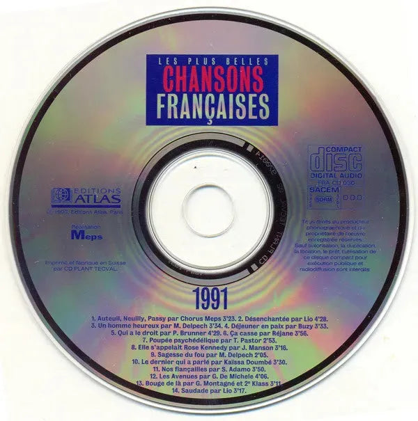 Various : Les Plus Belles Chansons Françaises - 1991 (CD, Comp)