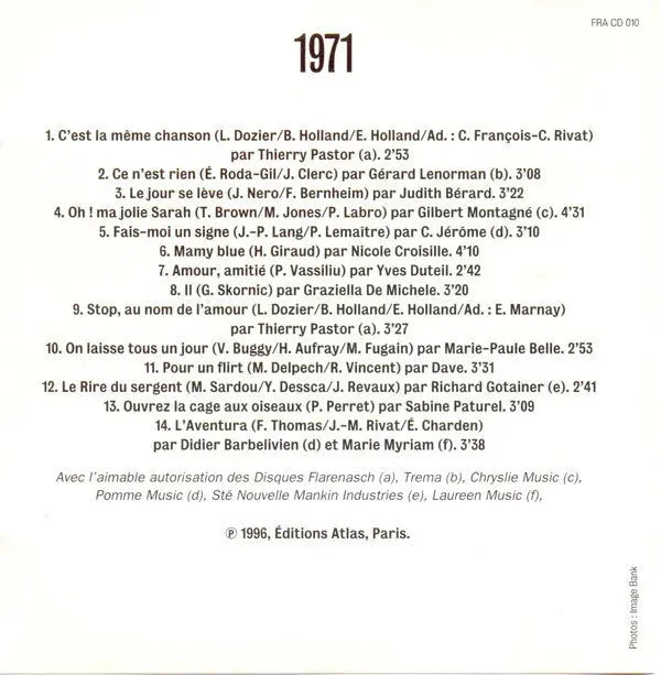 Various : Les Plus Belles Chansons Françaises (1971) (CD, Comp)