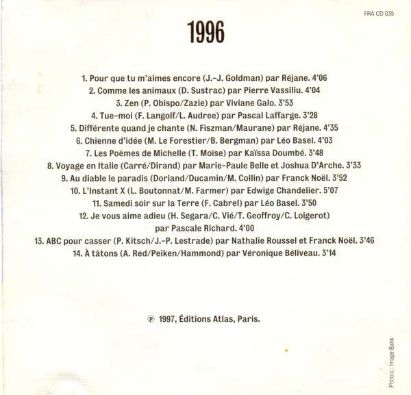 Various : Les Plus Belles Chansons Françaises - 1996 (CD, Comp)