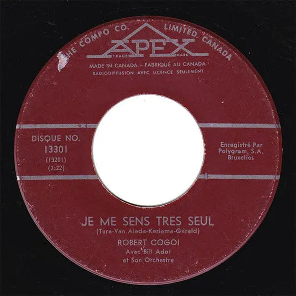 Robert Cogoi : Je Me Sens Tres Seul (7", Single)