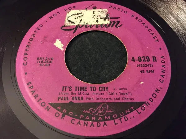 Paul Anka : It's Time To Cry / Something Has Changed Me (7", 2nd)