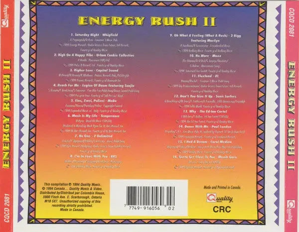 Various : Energy Rush II (CD, Comp, Club)