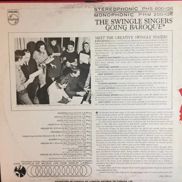 Les Swingle Singers : Going Baroque (LP, Album)