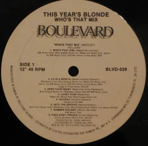 This Year's Blonde : Who's That Mix (12", Maxi)