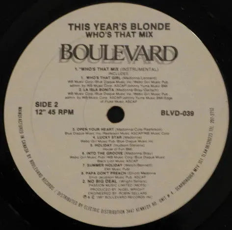 This Year's Blonde : Who's That Mix (12", Maxi)