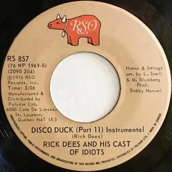 Rick Dees & His Cast Of Idiots : Disco Duck (7", Single)