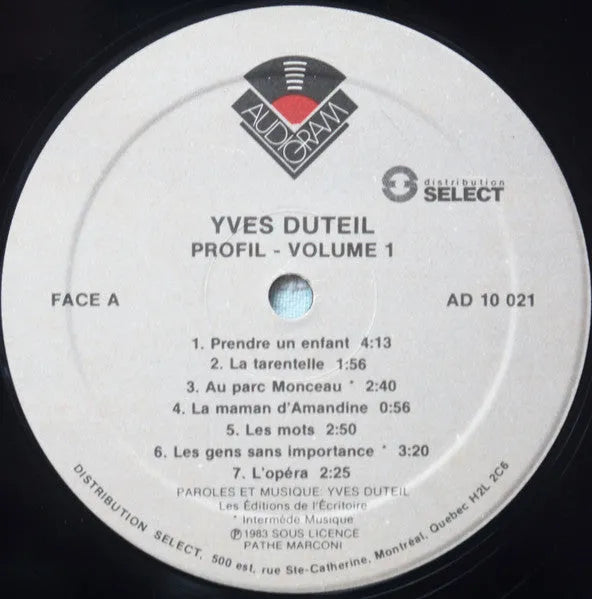 Yves Duteil : Profil Vol. 1 (LP, Comp)