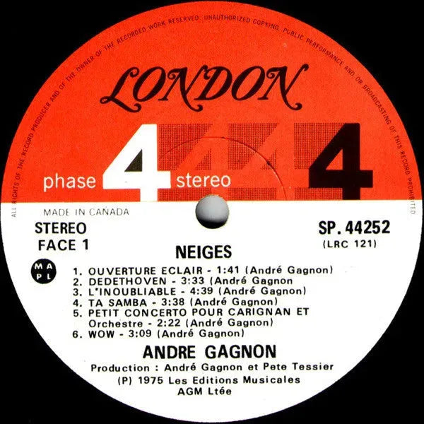 André Gagnon : Neiges (LP, Album, Gat)