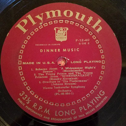 The Plymouth Players / Vienna Tonkunstler Symphony Orchestra* : South Pacific (Highlights) + Dinner Music (LP)