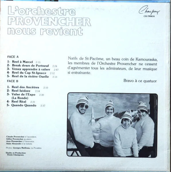 L'Orchestre Provencher : L'Orchestre Provencher Nous Revient (LP, Album)