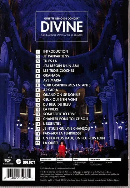 Ginette Reno : Divine - Ginette Reno En Concert À La Basilique Sainte-Anne-De-Beaupré (DVD-V, NTSC)