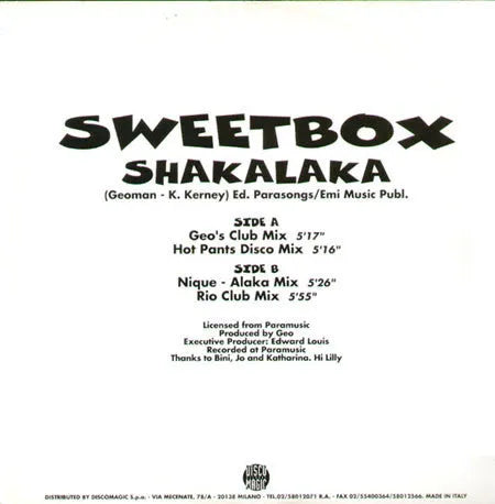 Sweetbox : Shakalaka (12")