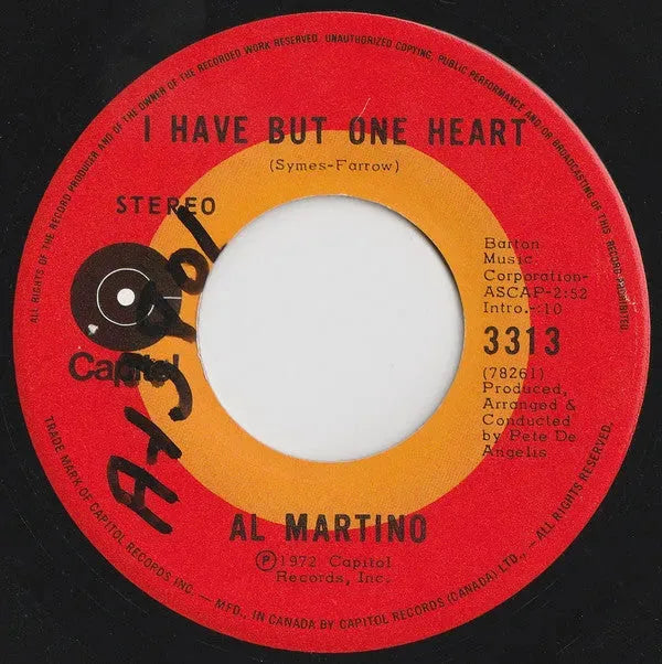 Al Martino : Speak Softly Love (7", Single)