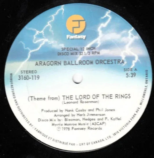 The Aragorn Ballroom Orcestra : (Theme From) The Lord Of The Rings (12", Single)