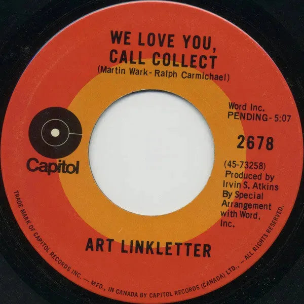 Art Linkletter, Diane Linkletter : We Love You, Call Collect (7")