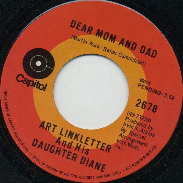 Art Linkletter, Diane Linkletter : We Love You, Call Collect (7")