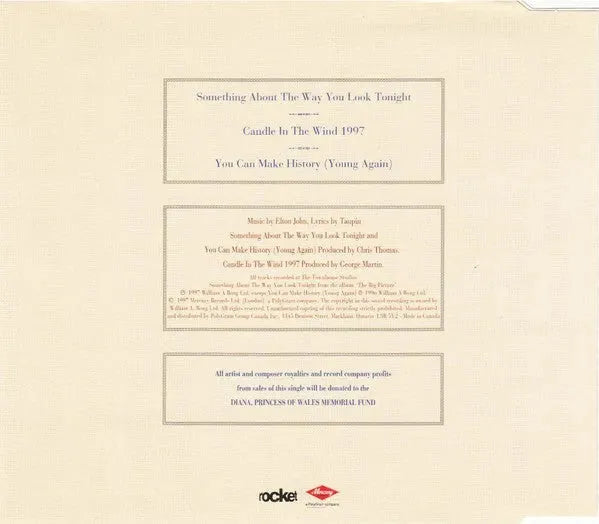 Elton John : Something About The Way You Look Tonight / Candle In The Wind 1997 (CD, Single)