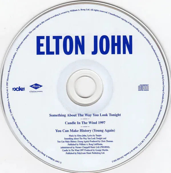 Elton John : Something About The Way You Look Tonight / Candle In The Wind 1997 (CD, Single)