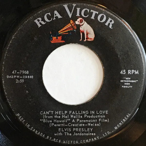 Elvis Presley With The Jordanaires : Can't Help Falling In Love / Rock-A-Hula Baby (7", RE)