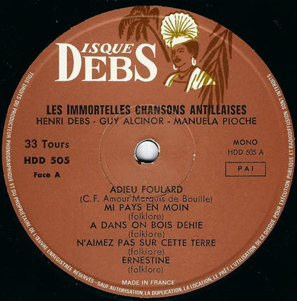 Henri Debs - Guy Alcindor - Manuela Pioche : Les Immortelles Chansons Antillaises (LP, Album, RE)