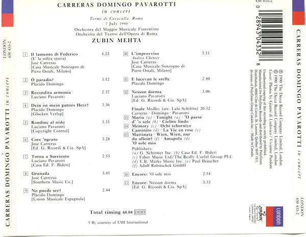 Carreras*, Domingo*, Pavarotti*, Mehta* : In Concert (CD, Album)