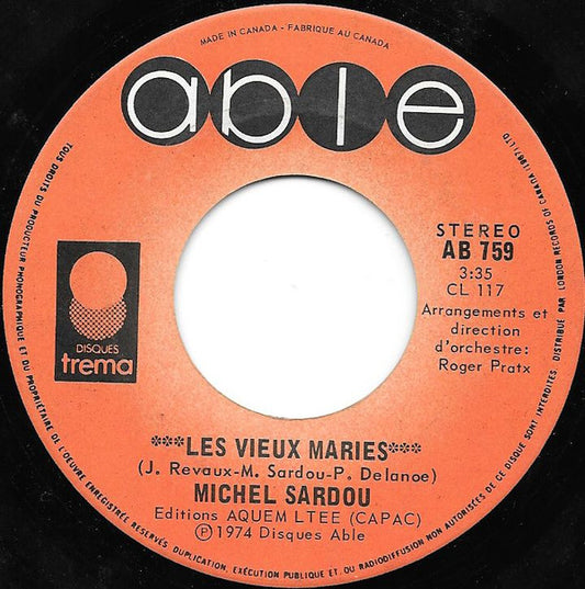 Michel Sardou : Les Vieux Mariés (7", Single)