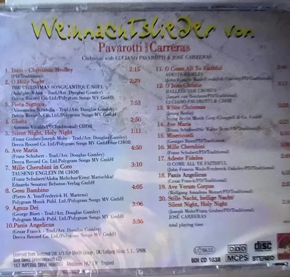 Luciano Pavarotti, José Carreras : Weihnachtslieder von Pavarotti und Carreras (CD, Comp)