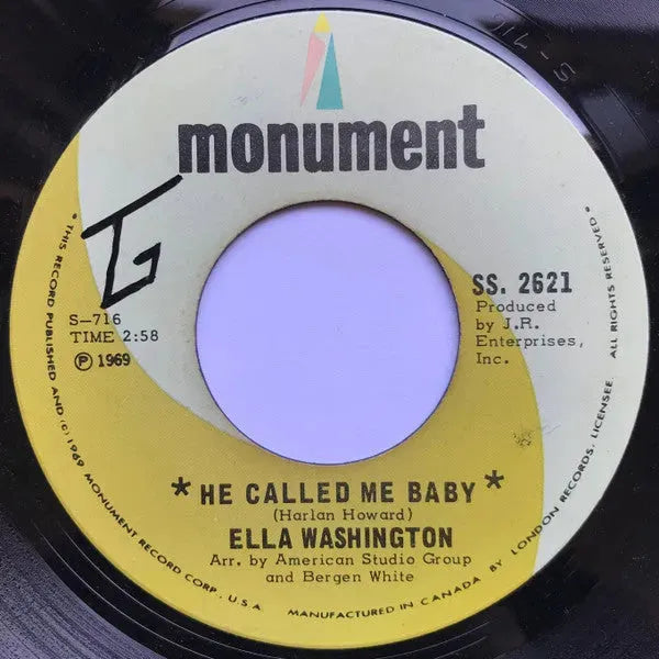 Ella Washington : He Called Me Baby / You're Gonna Cry, Cry, Cry (7")