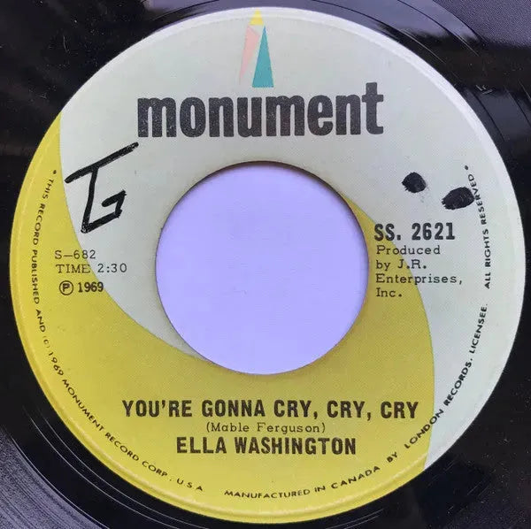 Ella Washington : He Called Me Baby / You're Gonna Cry, Cry, Cry (7")