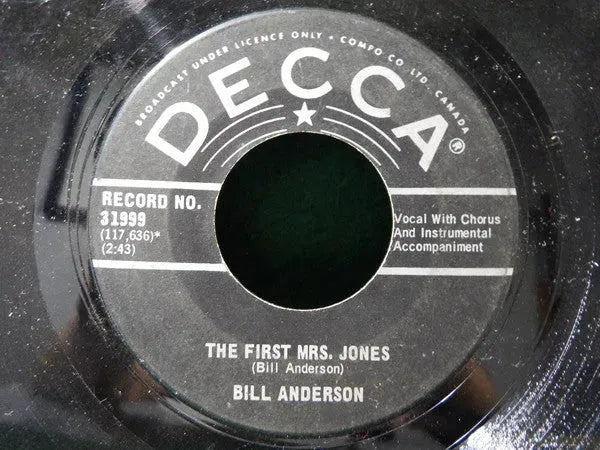 Bill Anderson (2) : I Get The Fever (7", Single)