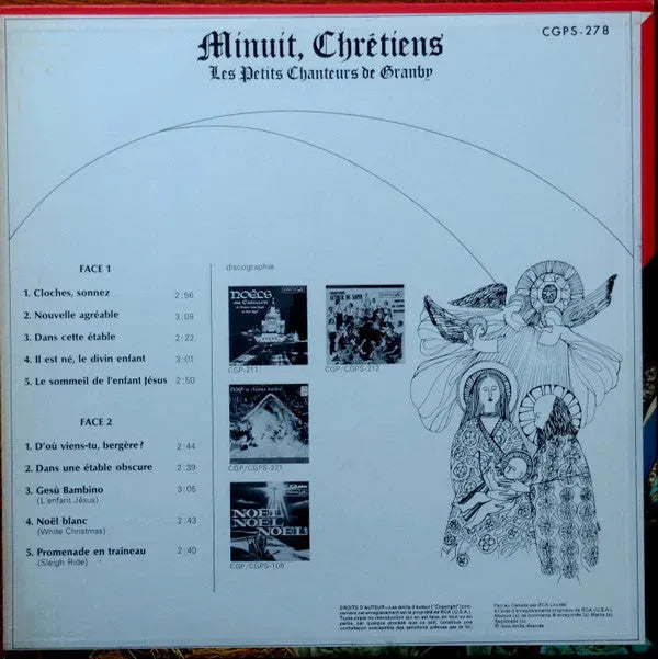 Les Petits Chanteurs De Granby : Minuit, Chretiens (LP, Album, RE)