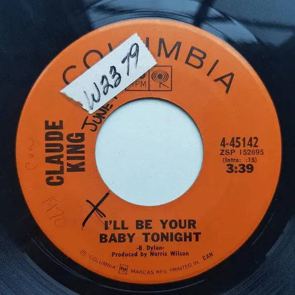 Claude King (2) : I'll Be Your Baby Tonight (7", Single)